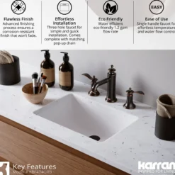 Karran Vineyard 1.2 GPM Double Lever Handle Lead-free Brass ADA Bathroom Faucet, Widespread, Oil Rubbed Bronze, KBF474ORB