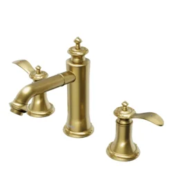 Karran Vineyard 1.2 GPM Double Lever Handle Lead-free Brass ADA Bathroom Faucet, Widespread, Brushed Gold, KBF474BG