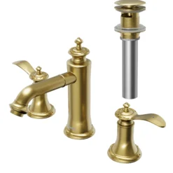 Karran Vineyard 1.2 GPM Double Lever Handle Lead-free Brass ADA Bathroom Faucet, Widespread, Brushed Gold, KBF474BG