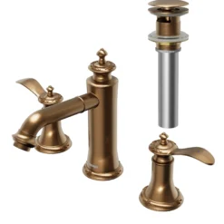 Karran Vineyard 1.2 GPM Double Lever Handle Lead-free Brass ADA Bathroom Faucet, Widespread, Brushed Copper, KBF474BC