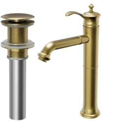 Karran Vineyard 1.2 GPM Single Lever Handle Lead-free Brass ADA Bathroom Faucet, Vessel, Brushed Gold, KBF472BG