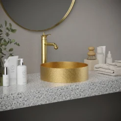 Karran Vineyard 1.2 GPM Single Lever Handle Lead-free Brass ADA Bathroom Faucet, Vessel, Brushed Gold, KBF472BG