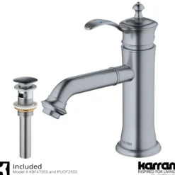 Karran Vineyard 1.2 GPM Single Lever Handle Lead-free Brass ADA Bathroom Faucet, Basin, Stainless Steel, KBF470SS