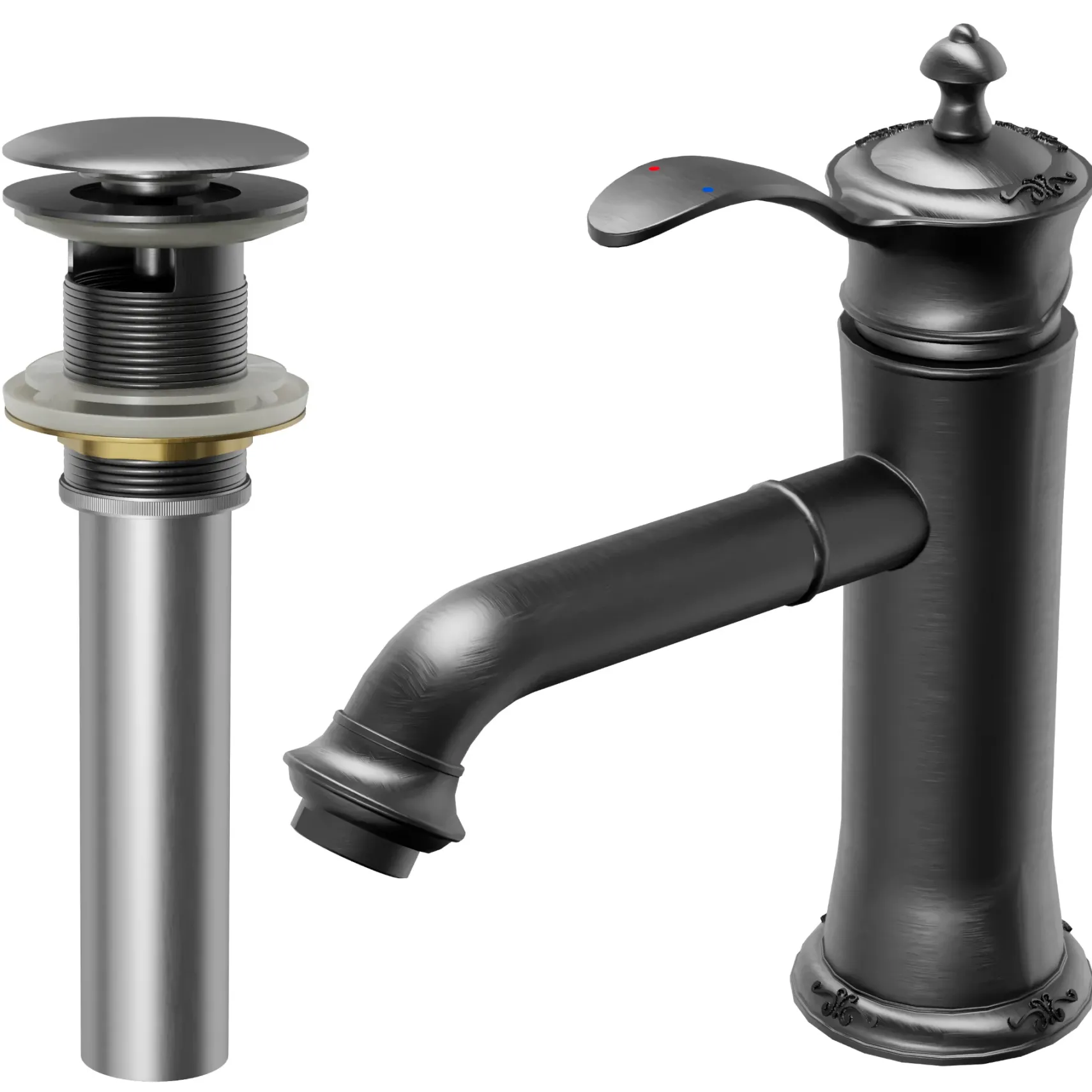 Karran Vineyard 1.2 GPM Single Lever Handle Lead-free Brass ADA Bathroom Faucet, Basin, Gunmetal Grey, KBF470GG