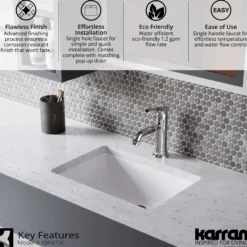 Karran Vineyard 1.2 GPM Single Lever Handle Lead-free Brass ADA Bathroom Faucet, Basin, Chrome, KBF470C
