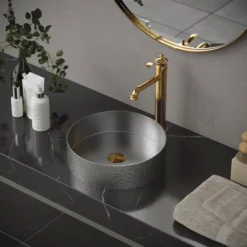 Karran Vineyard 1.2 GPM Single Lever Handle Lead-free Brass ADA Bathroom Faucet, Vessel, Gold, KBF472G