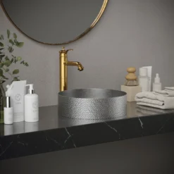 Karran Vineyard 1.2 GPM Single Lever Handle Lead-free Brass ADA Bathroom Faucet, Vessel, Gold, KBF472G