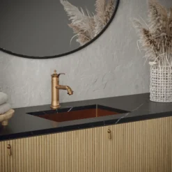 Karran Vineyard 1.2 GPM Single Lever Handle Lead-free Brass ADA Bathroom Faucet, Basin, Brushed Copper, KBF470BC