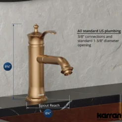 Karran Vineyard 1.2 GPM Single Lever Handle Lead-free Brass ADA Bathroom Faucet, Basin, Brushed Copper, KBF470BC