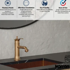 Karran Vineyard 1.2 GPM Single Lever Handle Lead-free Brass ADA Bathroom Faucet, Basin, Brushed Copper, KBF470BC