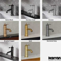 Karran Vineyard 1.2 GPM Single Lever Handle Lead-free Brass ADA Bathroom Faucet, Basin, Brushed Copper, KBF470BC
