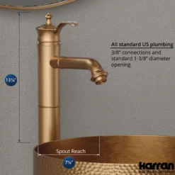 Karran Vineyard 1.2 GPM Single Lever Handle Lead-free Brass ADA Bathroom Faucet, Vessel, Brushed Copper, KBF472BC