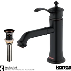 Karran Vineyard 1.2 GPM Single Lever Handle Lead-free Brass ADA Bathroom Faucet, Basin, Oil Rubbed Bronze, KBF470ORB