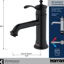 Karran Vineyard 1.2 GPM Single Lever Handle Lead-free Brass ADA Bathroom Faucet, Basin, Oil Rubbed Bronze, KBF470ORB