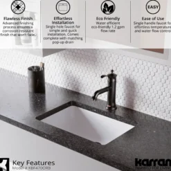 Karran Vineyard 1.2 GPM Single Lever Handle Lead-free Brass ADA Bathroom Faucet, Basin, Oil Rubbed Bronze, KBF470ORB