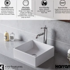 Karran Vineyard 1.2 GPM Single Lever Handle Lead-free Brass ADA Bathroom Faucet, Vessel, Chrome, KBF472C