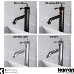 Karran Vineyard 1.2 GPM Single Lever Handle Lead-free Brass ADA Bathroom Faucet, Vessel, Chrome, KBF472C