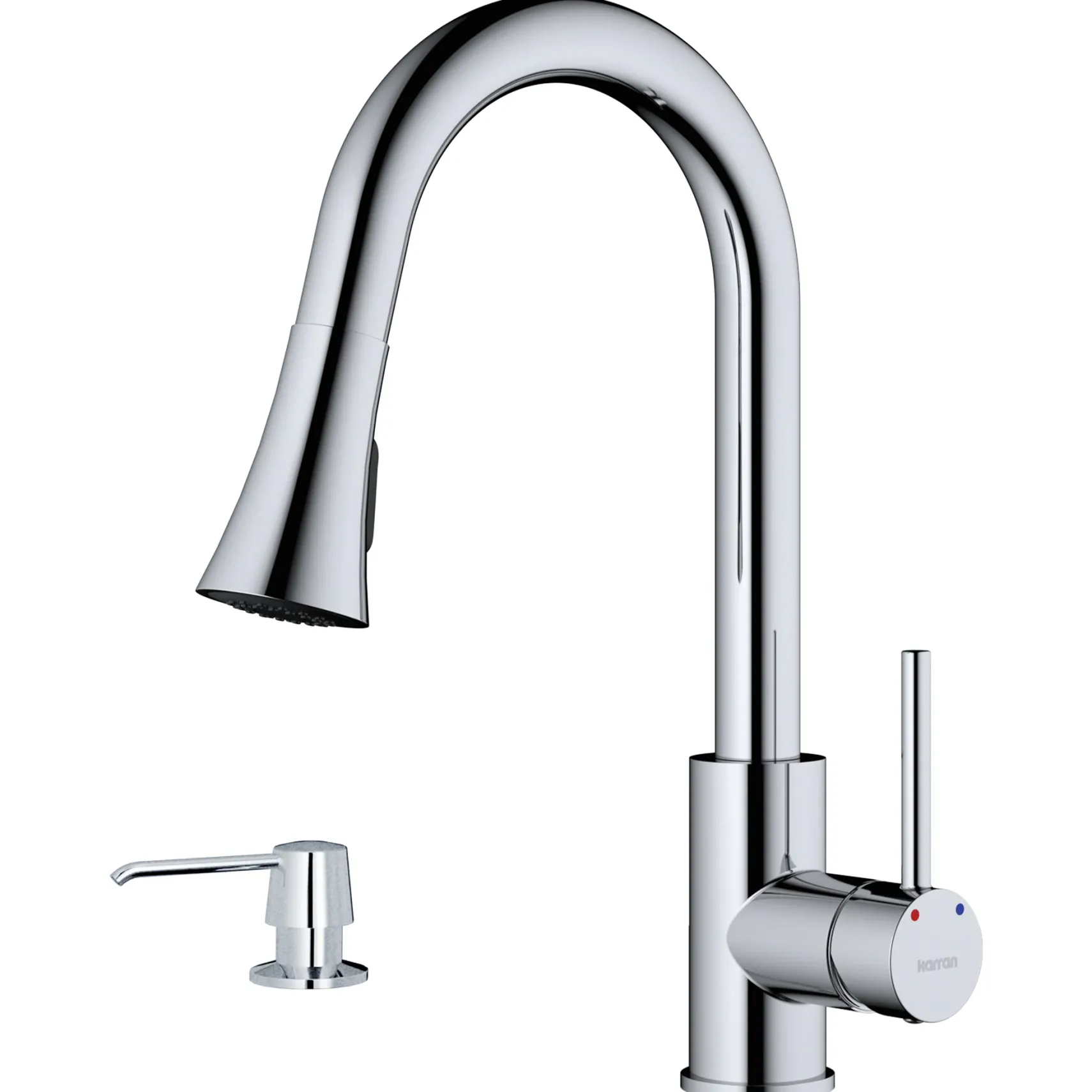 Karran Weybridge 1.8 GPM Single Lever Handle Lead-free Brass ADA Kitchen Faucet, Pull-Down Kitchen, Chrome, KKF240SD25C