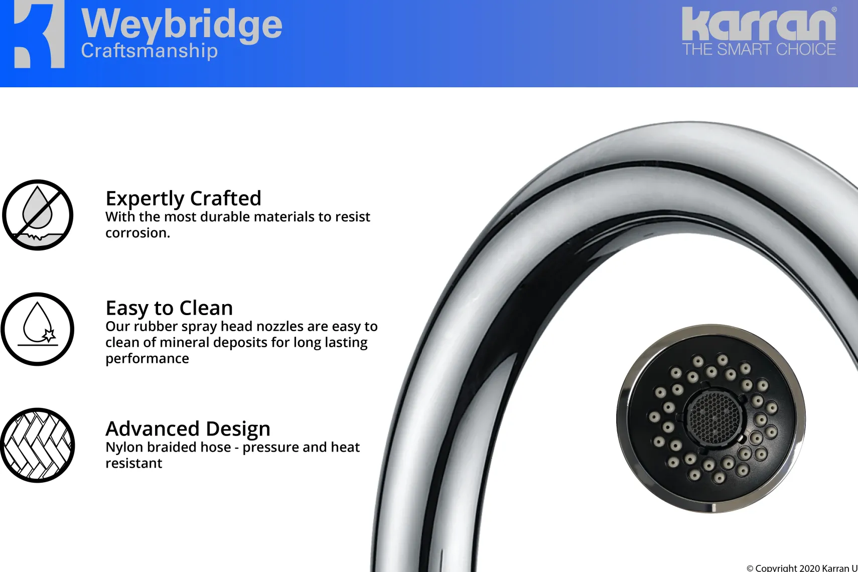 Karran Weybridge Single Lever Handle Lead-free Brass ADA Kitchen Faucet, Pull Down, Chrome, KKF240C