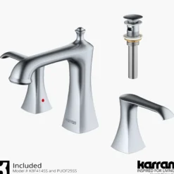 Karran Woodburn 1.2 GPM Double Lever Handle Lead-free Brass ADA Bathroom Faucet, Widespread, Stainless Steel, KBF414SS