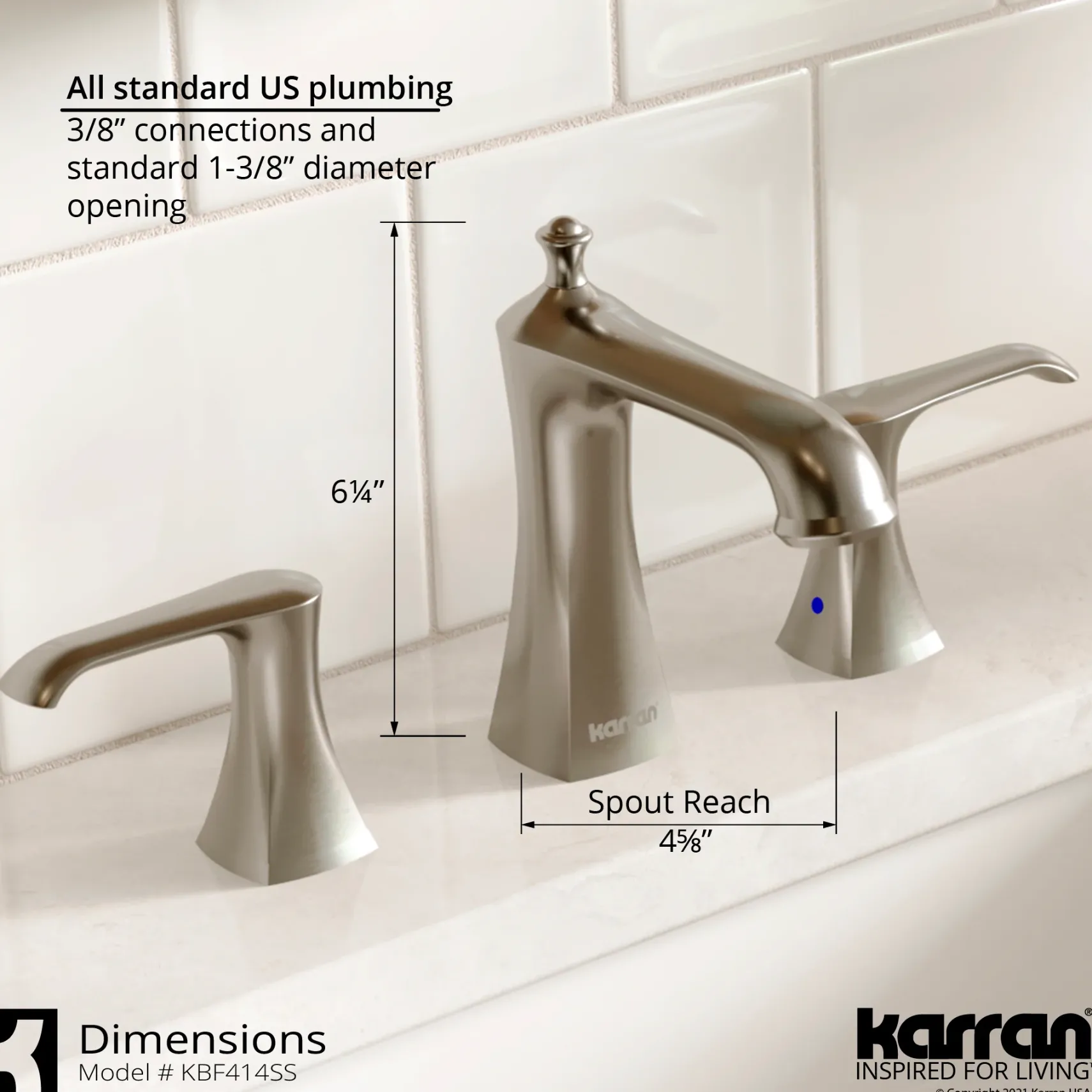 Karran Woodburn 1.2 GPM Double Lever Handle Lead-free Brass ADA Bathroom Faucet, Widespread, Stainless Steel, KBF414SS