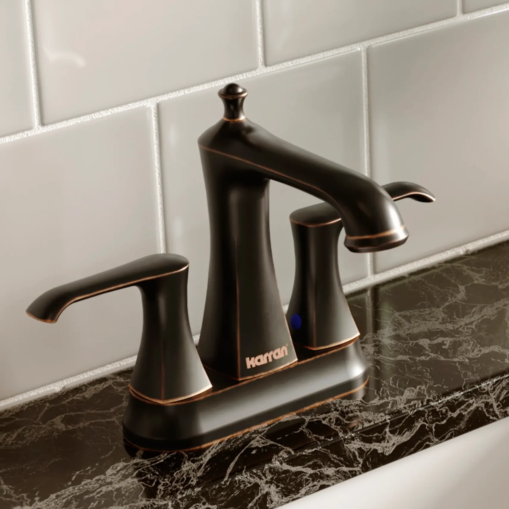 Karran Woodburn 1.2 GPM Double Lever Handle Lead-free Brass ADA Bathroom Faucet, Centerset, Oil Rubbed Bronze, KBF416ORB