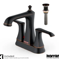 Karran Woodburn 1.2 GPM Double Lever Handle Lead-free Brass ADA Bathroom Faucet, Centerset, Oil Rubbed Bronze, KBF416ORB
