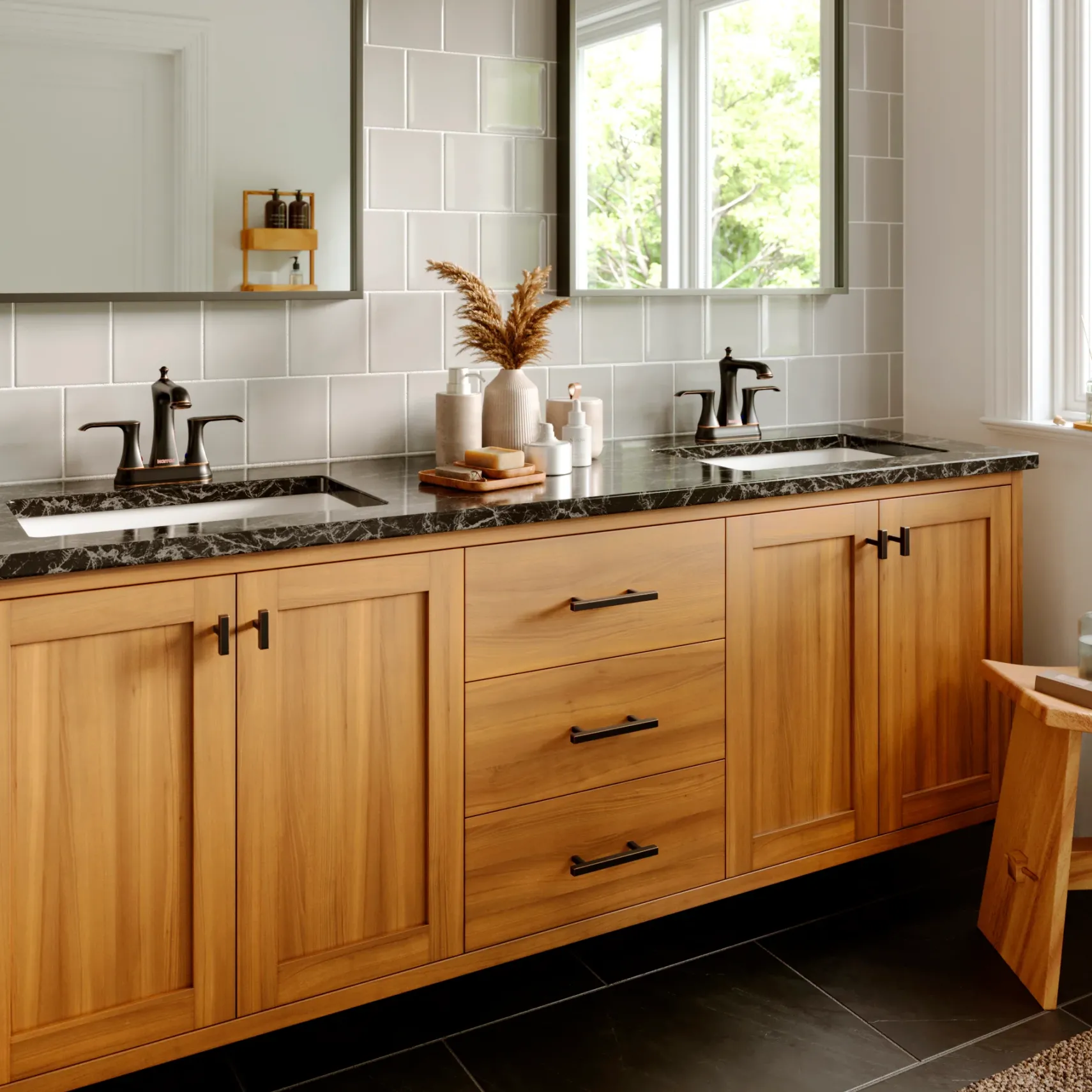Karran Woodburn 1.2 GPM Double Lever Handle Lead-free Brass ADA Bathroom Faucet, Centerset, Oil Rubbed Bronze, KBF416ORB