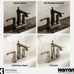 Karran Woodburn 1.2 GPM Double Lever Handle Lead-free Brass ADA Bathroom Faucet, Centerset, Oil Rubbed Bronze, KBF416ORB