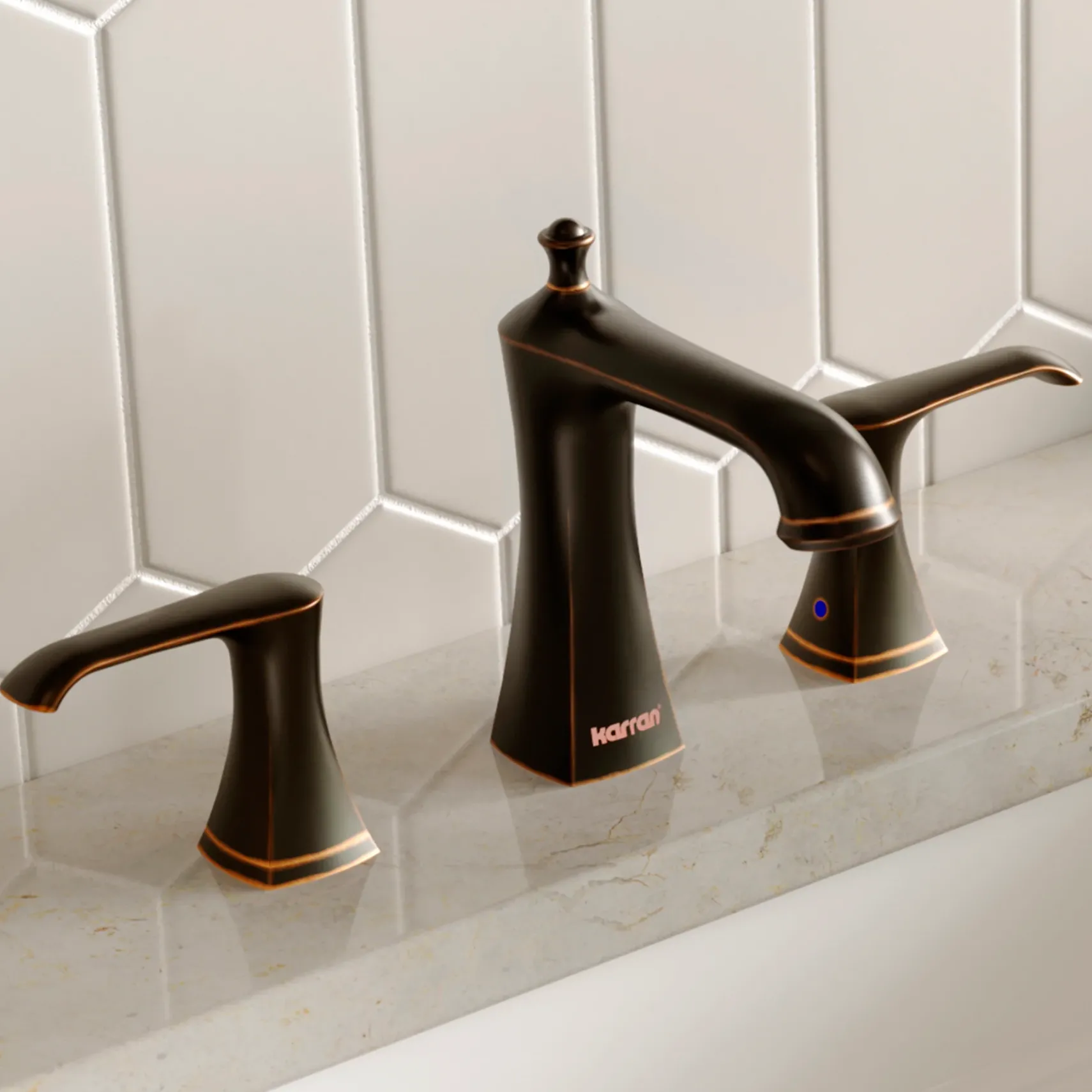 Karran Woodburn 1.2 GPM Double Lever Handle Lead-free Brass ADA Bathroom Faucet, Widespread, Oil Rubbed Bronze, KBF414ORB