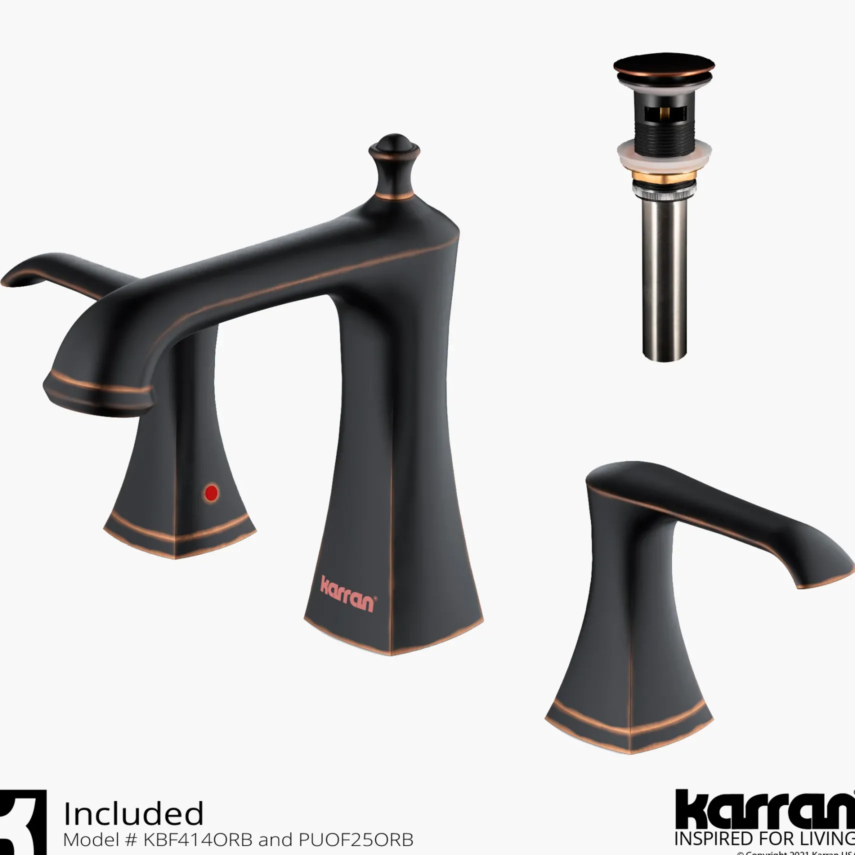 Karran Woodburn 1.2 GPM Double Lever Handle Lead-free Brass ADA Bathroom Faucet, Widespread, Oil Rubbed Bronze, KBF414ORB