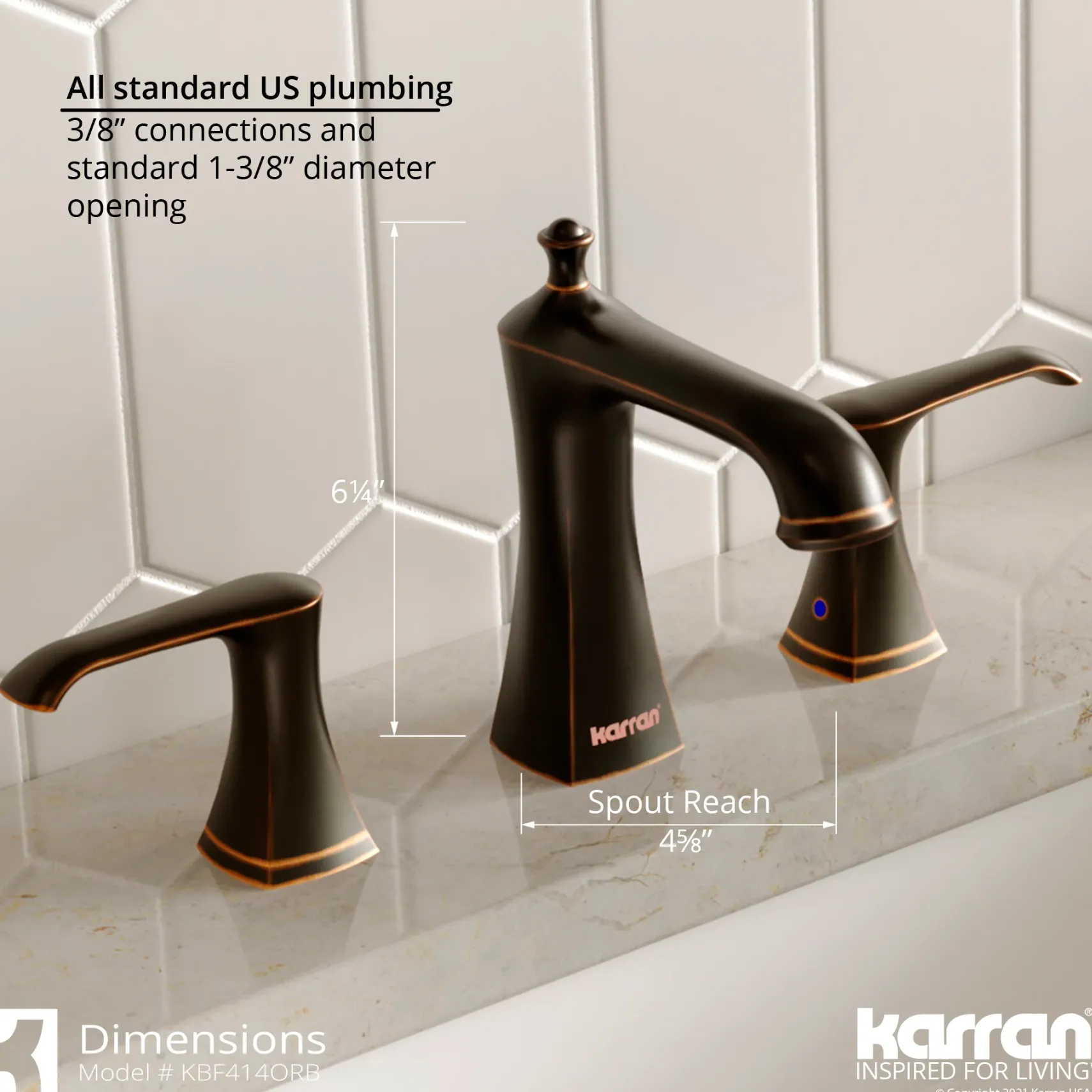 Karran Woodburn 1.2 GPM Double Lever Handle Lead-free Brass ADA Bathroom Faucet, Widespread, Oil Rubbed Bronze, KBF414ORB
