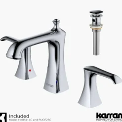 Karran Woodburn 1.2 GPM Double Lever Handle Lead-free Brass ADA Bathroom Faucet, Widespread, Chrome, KBF414C