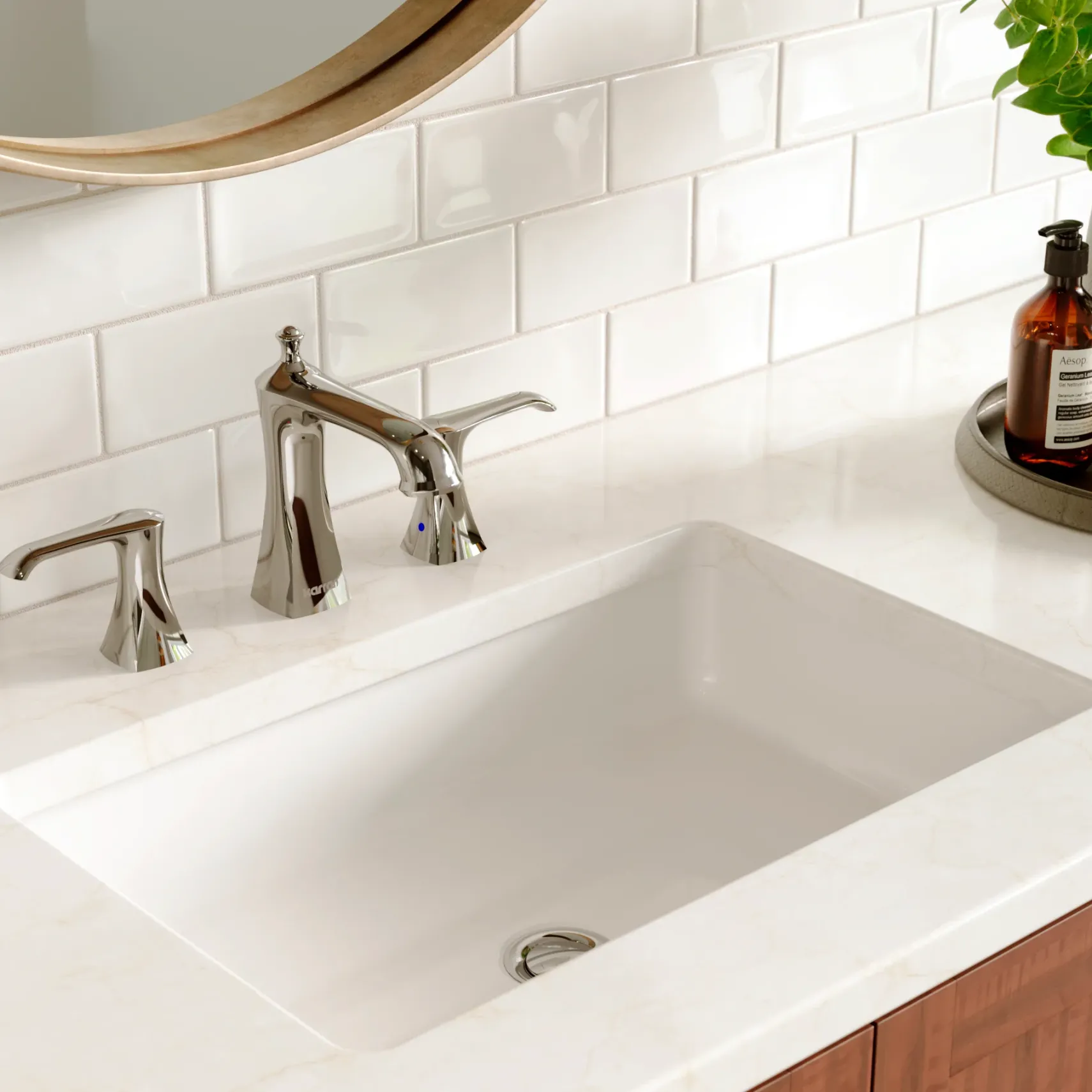 Karran Woodburn 1.2 GPM Double Lever Handle Lead-free Brass ADA Bathroom Faucet, Widespread, Chrome, KBF414C