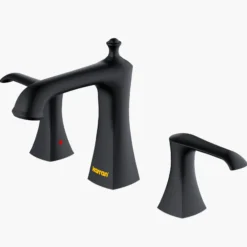 Karran Woodburn 1.2 GPM Double Lever Handle Lead-free Brass ADA Bathroom Faucet, Widespread, Matte Black, KBF414MB