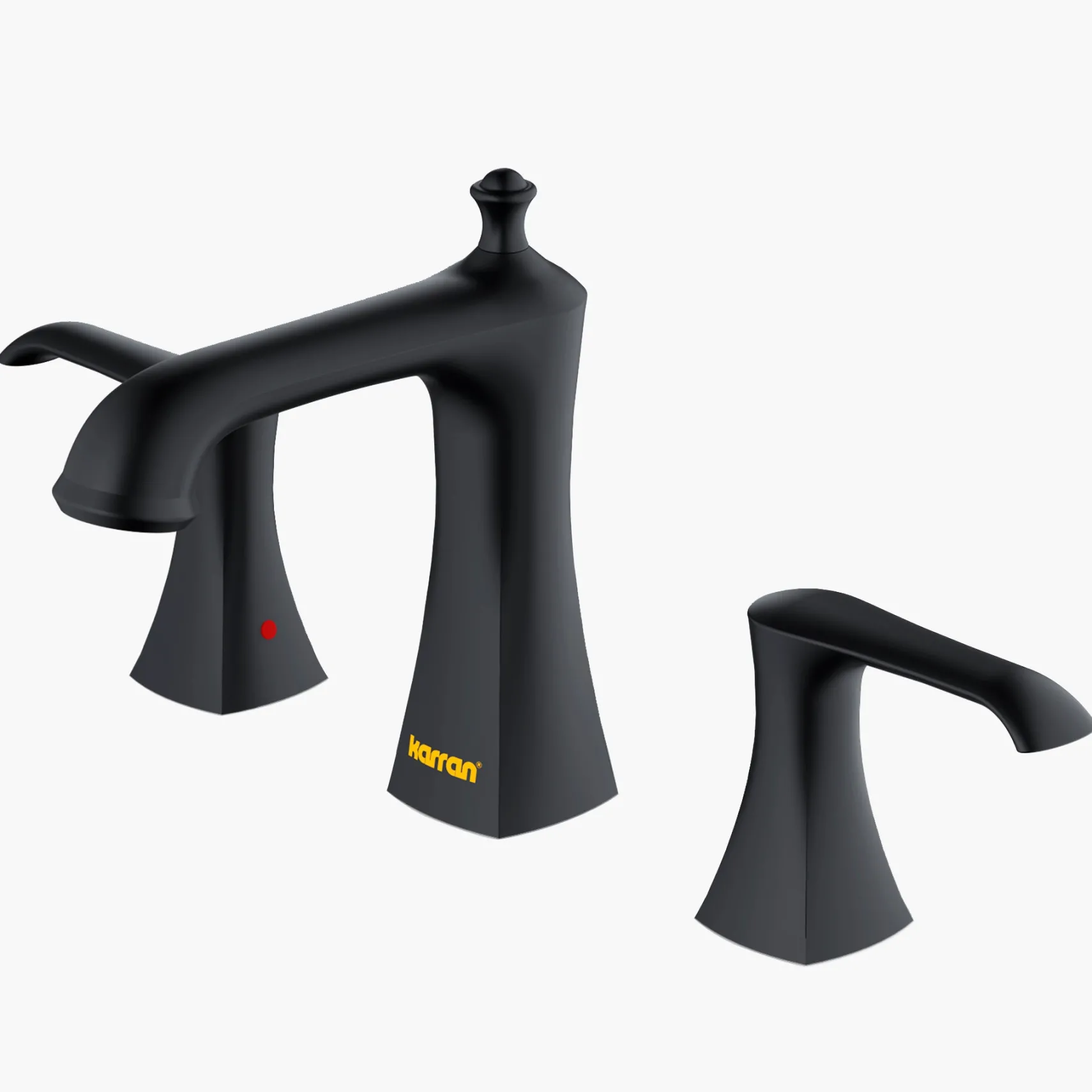 Karran Woodburn 1.2 GPM Double Lever Handle Lead-free Brass ADA Bathroom Faucet, Widespread, Matte Black, KBF414MB