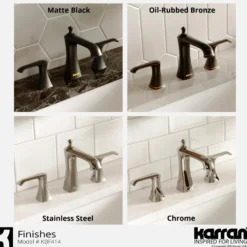 Karran Woodburn 1.2 GPM Double Lever Handle Lead-free Brass ADA Bathroom Faucet, Widespread, Matte Black, KBF414MB