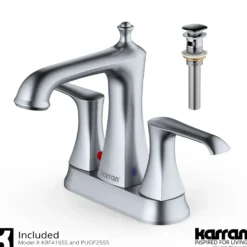 Karran Woodburn 1.2 GPM Double Lever Handle Lead-free Brass ADA Bathroom Faucet, Centerset, Stainless Steel, KBF416SS