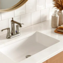 Karran Woodburn 1.2 GPM Double Lever Handle Lead-free Brass ADA Bathroom Faucet, Centerset, Stainless Steel, KBF416SS