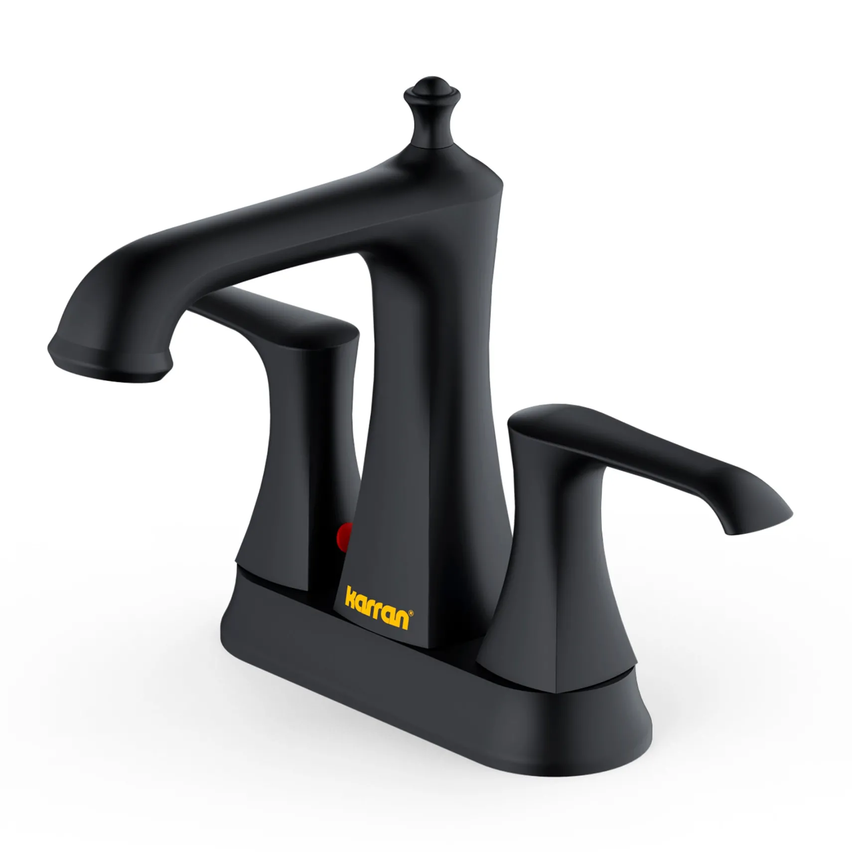 Karran Woodburn 1.2 GPM Double Lever Handle Lead-free Brass ADA Bathroom Faucet, Centerset, Matte Black, KBF416MB