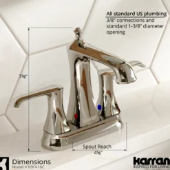Karran Woodburn 1.2 GPM Double Lever Handle Lead-free Brass ADA Bathroom Faucet, Centerset, Chrome, KBF416C