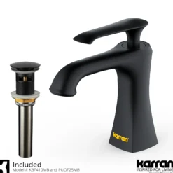 Karran Woodburn 1.2 GPM Single Lever Handle Lead-free Brass ADA Bathroom Faucet, Basin, Matte Black, KBF410MB