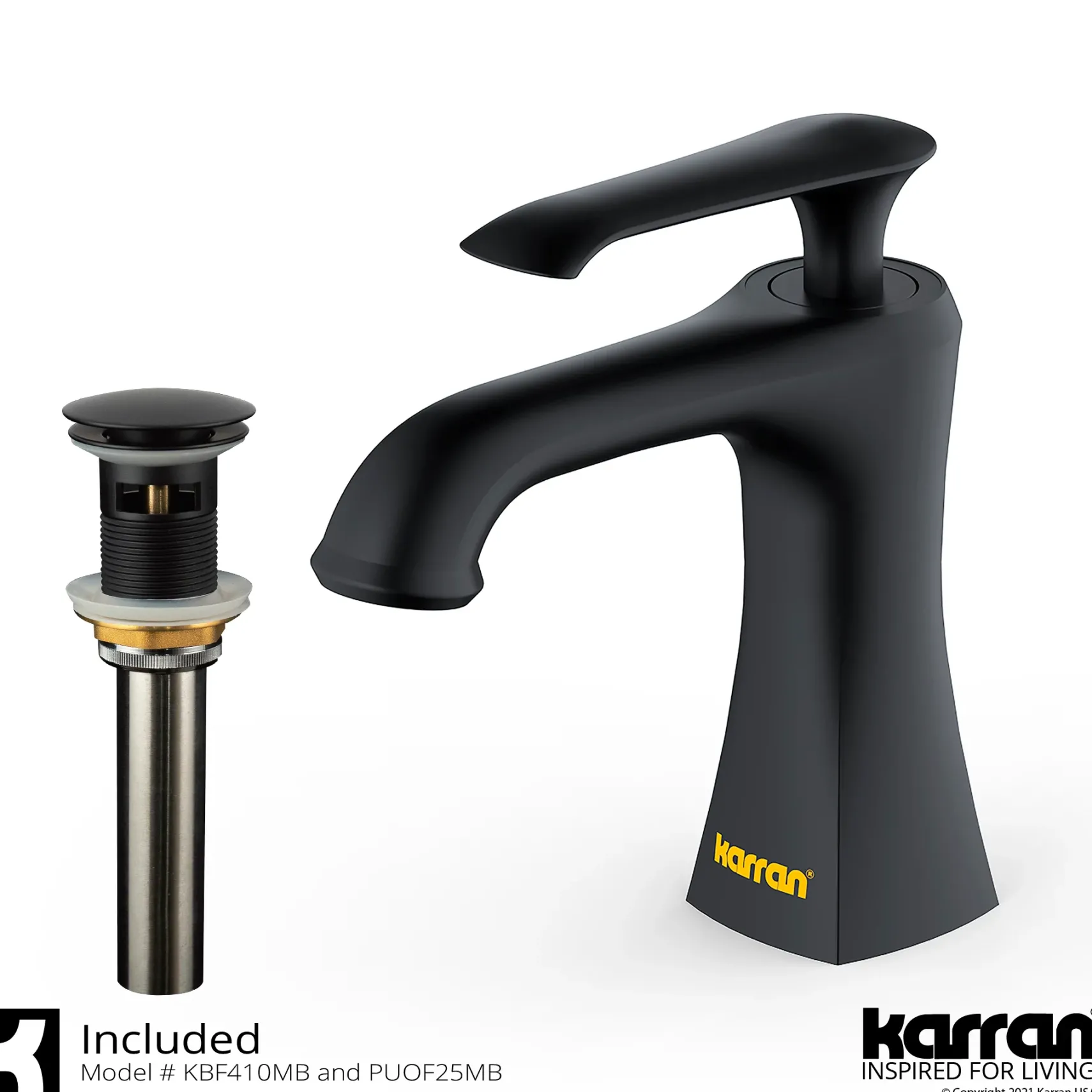 Karran Woodburn 1.2 GPM Single Lever Handle Lead-free Brass ADA Bathroom Faucet, Basin, Matte Black, KBF410MB