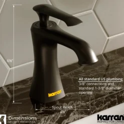 Karran Woodburn 1.2 GPM Single Lever Handle Lead-free Brass ADA Bathroom Faucet, Basin, Matte Black, KBF410MB