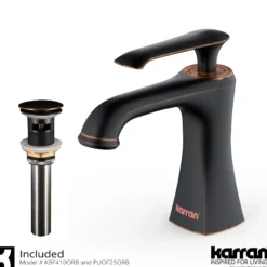 Karran Woodburn 1.2 GPM Single Lever Handle Lead-free Brass ADA Bathroom Faucet, Basin, Oil Rubbed Bronze, KBF410ORB