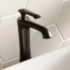 Karran Woodburn 1.2 GPM Single Lever Handle Lead-free Brass ADA Bathroom Faucet, Vessel, Matte Black, KBF412MB
