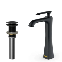 Karran Woodburn 1.2 GPM Single Lever Handle Lead-free Brass ADA Bathroom Faucet, Vessel, Matte Black, KBF412MB