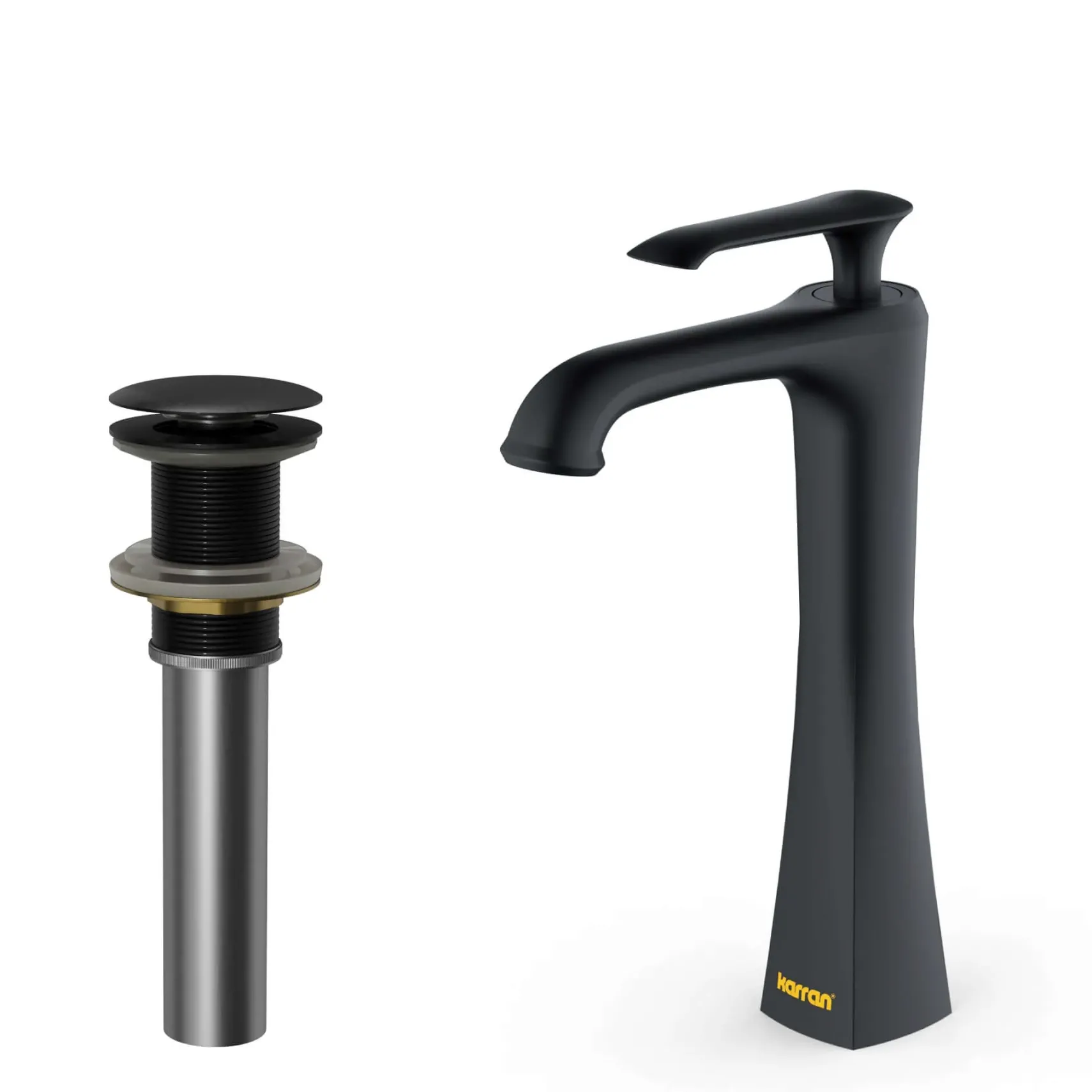 Karran Woodburn 1.2 GPM Single Lever Handle Lead-free Brass ADA Bathroom Faucet, Vessel, Matte Black, KBF412MB