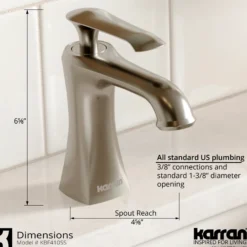 Karran Woodburn 1.2 GPM Single Lever Handle Lead-free Brass ADA Bathroom Faucet, Basin, Stainless Steel, KBF410SS