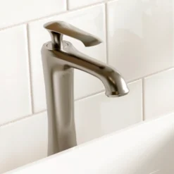 Karran Woodburn 1.2 GPM Single Lever Handle Lead-free Brass ADA Bathroom Faucet, Vessel, Stainless Steel, KBF412SS